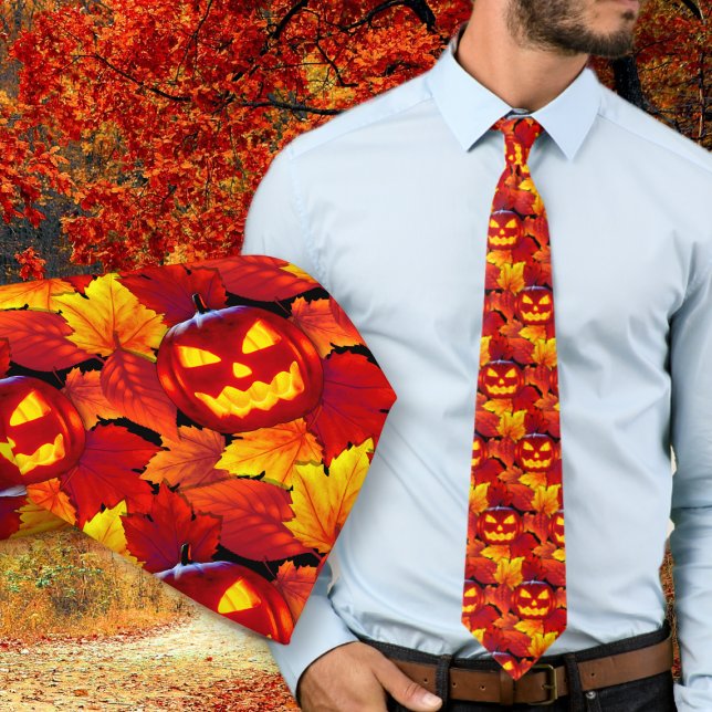 Halloween Glowing Pumpkin Höst löv Tie Slips (Skapare uppladdad)