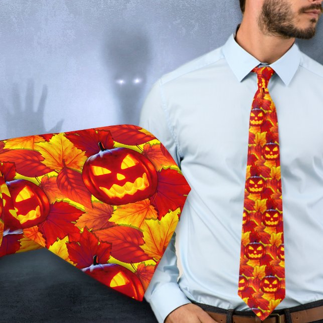 Halloween Glowing Pumpkin Höst löv Tie Slips (Skapare uppladdad)