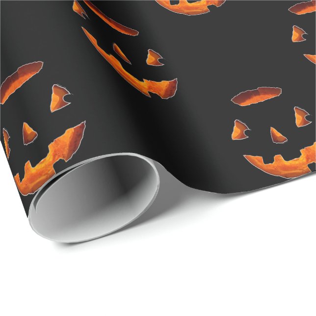 Halloween Glowing Pumpkin Wrapping Papper Presentpapper (Rullad Hörn)