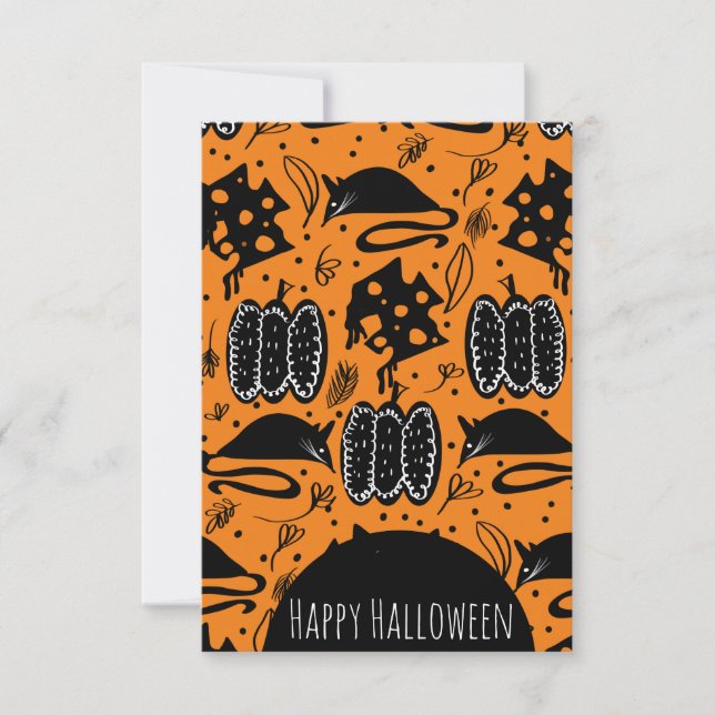 Halloween Gnagare Mus Ost Födelsedagsmönster Kort (Framsida)