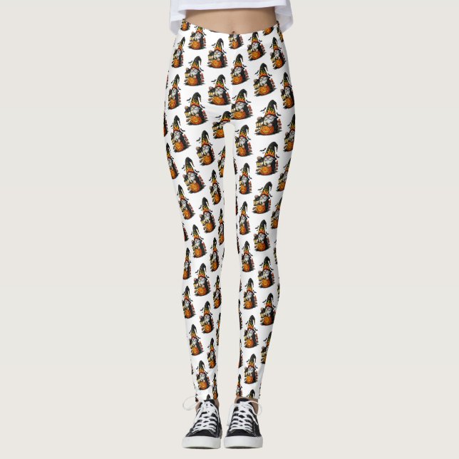 Halloween Gnom Strumpbyxor Leggings (Framsida)