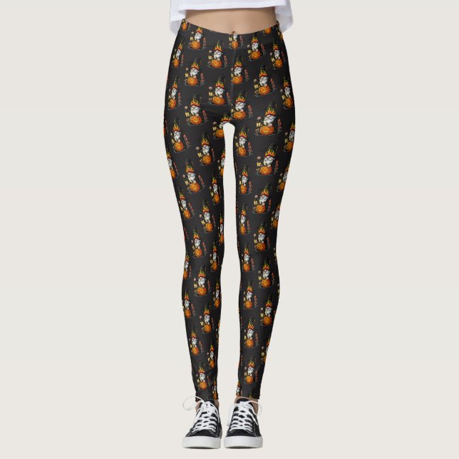 Halloween Gnom Strumpbyxor Leggings (Framsida)