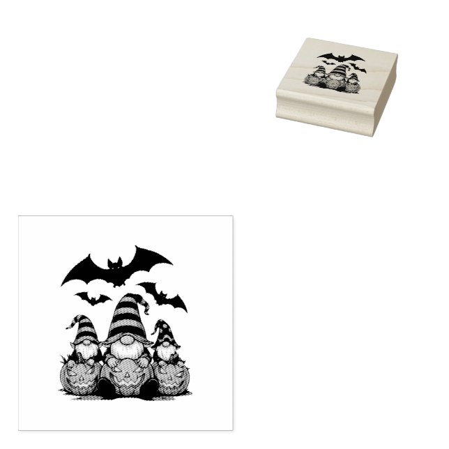 Halloween Gnom Trä Art Stämpel (Stämplad)