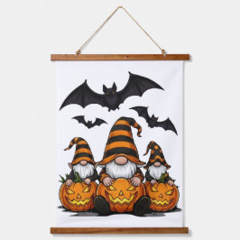 Halloween Gnom Trä Toppad Vägg Gobeläng