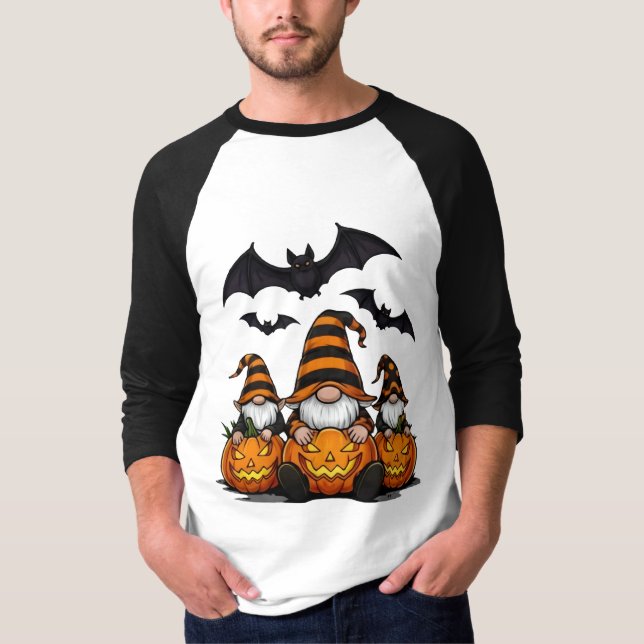 Halloween Gnome 3/4 Ärmad Raglan T-Shirt (Framsida)