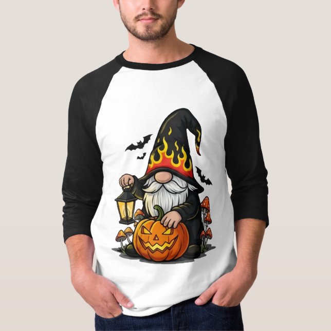 Halloween Gnome 3/4 Ärmad Raglan T-Shirt (Framsida)