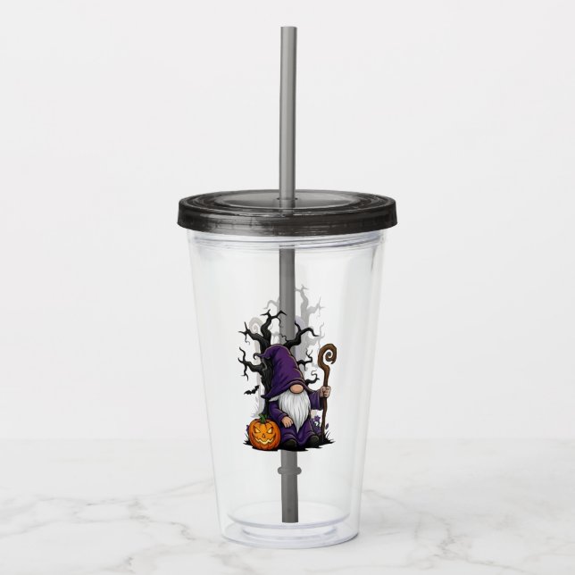 Halloween Gnome Akryl Tumbler Take Away Mugg (Framsida)