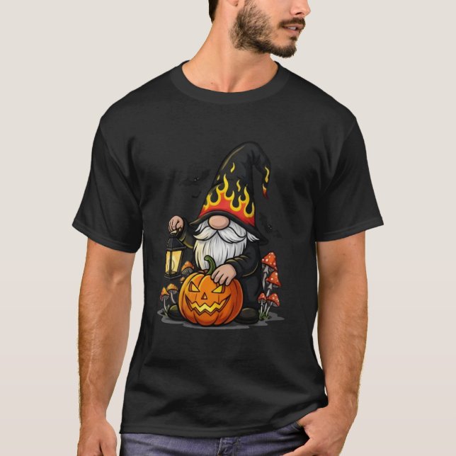 Halloween Gnome Basic Mörk T-Shirt (Framsida)