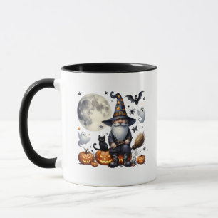 Halloween Gnome & Black Cat Mugg