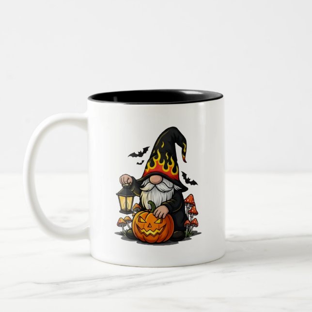 Halloween Gnome Coffee Mug Två-Tonad Mugg (Vänster)
