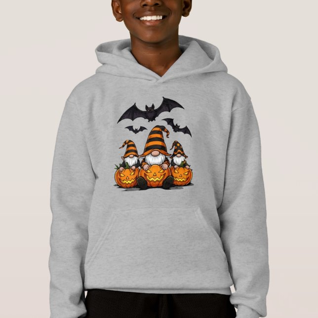 Halloween Gnome Kids Pullover Hoodie T Shirt (Framsida)