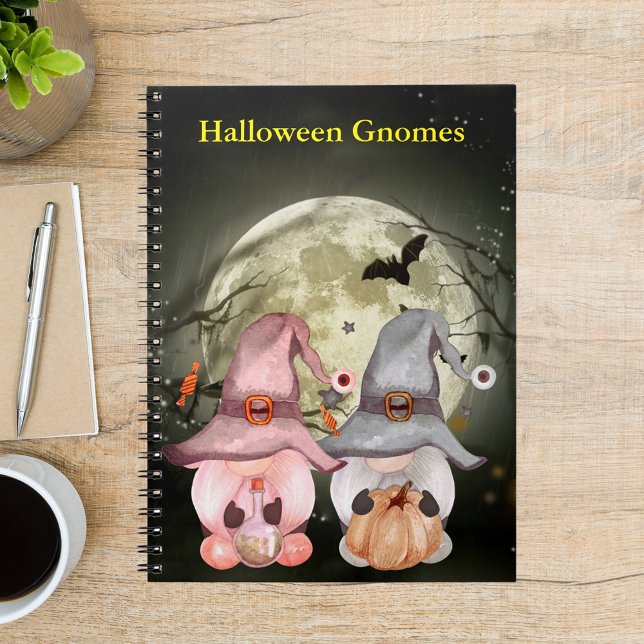 Halloween Gnome par full Moon Anteckningsbok (Halloween Gnome Couple Full Moon Notebook)
