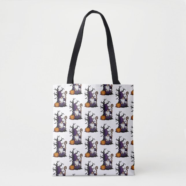 Halloween Gnome Tote Bag Tygkasse (Framsida)