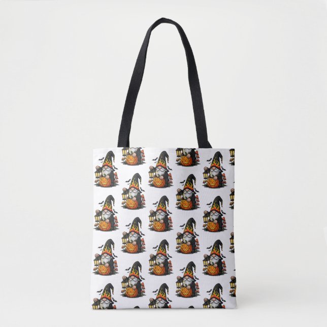 Halloween Gnome Tote Bag Tygkasse (Framsida)