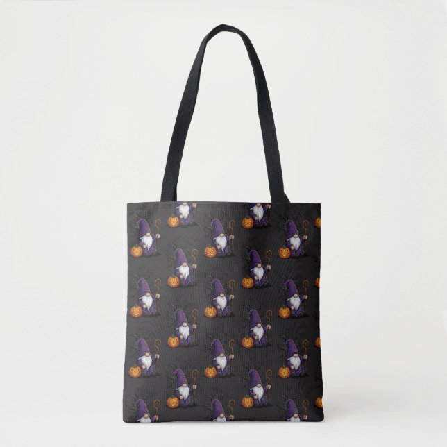 Halloween Gnome Tote Bag Tygkasse (Framsida)