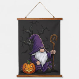 Halloween Gnome Trä Toppad Väggduk