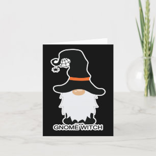 Halloween Gnome Witch White Hair Black Hat Helgkort