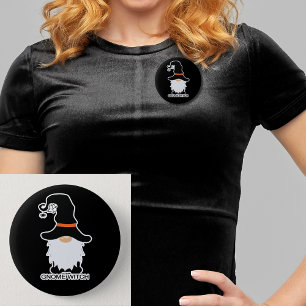 Halloween Gnome Witch White Hair Black Hat Knapp
