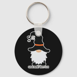 Halloween Gnome Witch White Hair Black Hat Nyckelring