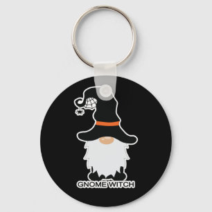 Halloween Gnome Witch White Hair Black Hat Nyckelring