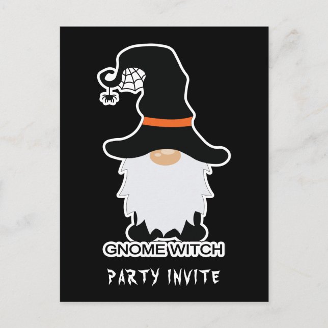 Halloween Gnome Witch White Hair Inbjudan vykort (Framsida)