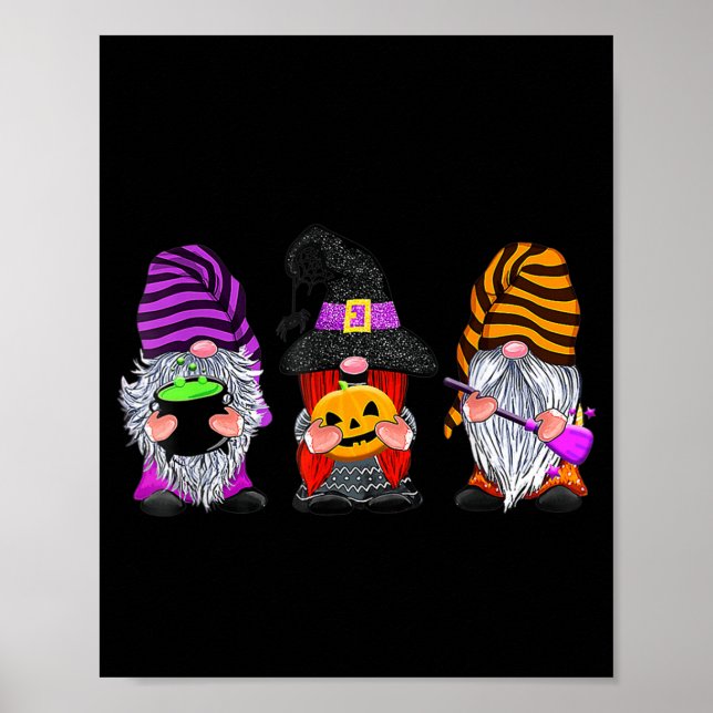Halloween Gnomes Cute Autumn Pumpkin Fall Roligt H Poster (Framsidan)