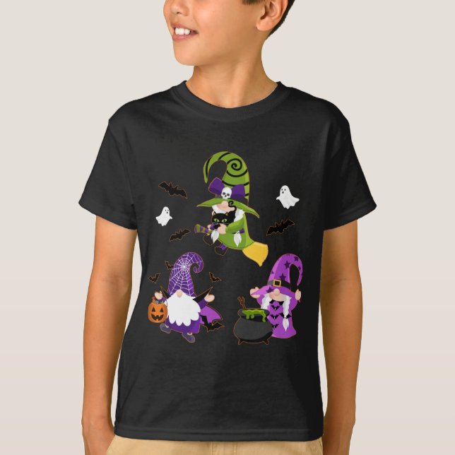 Halloween Gnomes Cute Autumn Pumpkin T Shirt (Framsida)