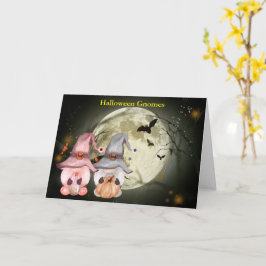 Halloween Gnomes Full Moon Family Helgdag Kort