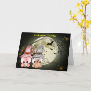 Halloween Gnomes Full Moon Family Helgdag Kort