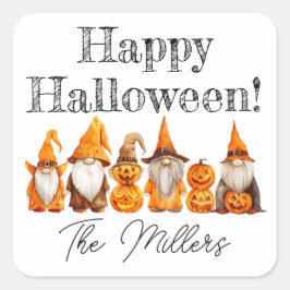 Halloween Gnomes Fyrkantigt Klistermärke