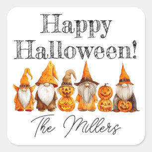 Halloween Gnomes Fyrkantigt Klistermärke
