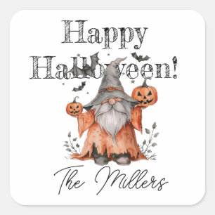 Halloween Gnomes Fyrkantigt Klistermärke