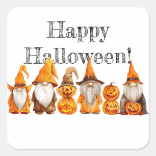 Halloween Gnomes Fyrkantigt Klistermärke