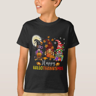 Halloween Gnomes Lycklig HalloTackMas-Thanksgiving T Shirt