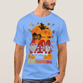 Halloween Gnomes Lycklig Hallothanksmas Thanksgivi T Shirt