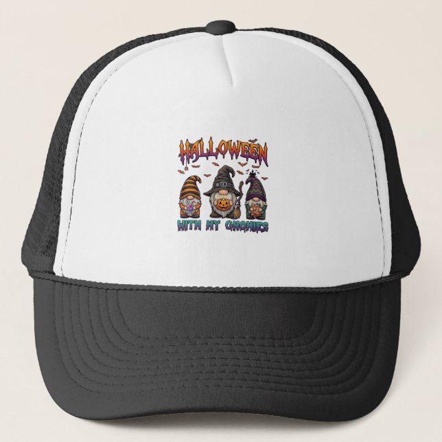 Halloween Gnomies Tre Gnomer Hekhatt Pumpa_1 Keps (Framsida)