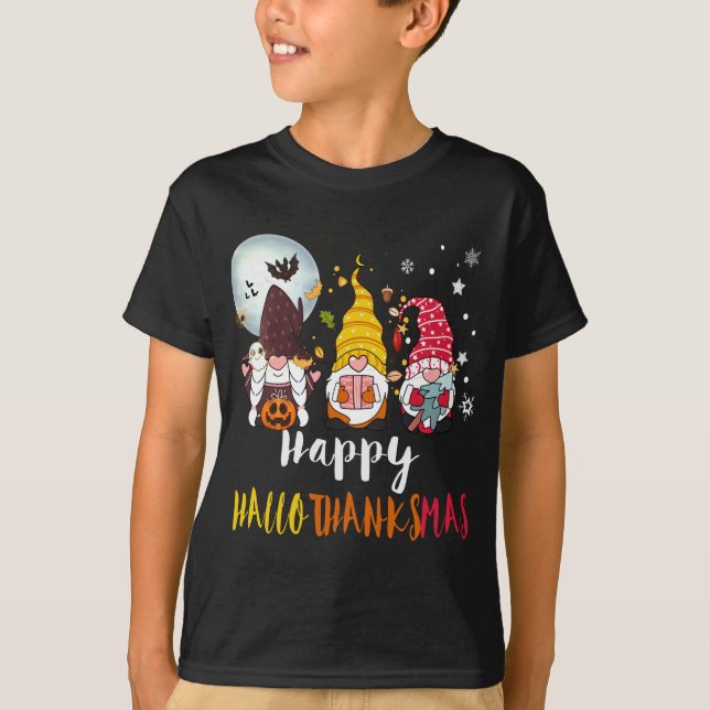 Halloween God jul Lycklig Hallothanksmas Gno T Shirt (Framsida)