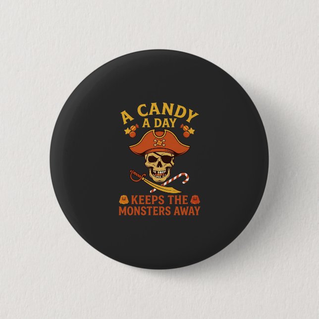 Halloween Godis Dag Pirat Dödskalle Stav Knapp (Framsida)