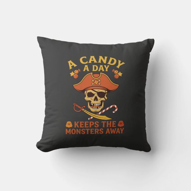Halloween Godis Dag Pirat Dödskalle Stav Kudde (Framsida)