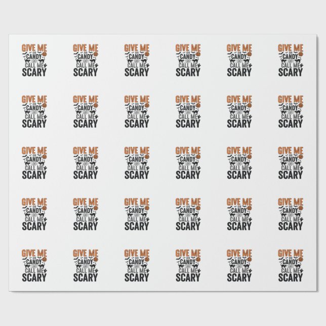 Halloween Godis eller Ring mig Skräckinjagande Vin Presentpapper (Platt)