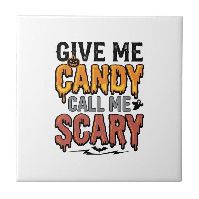 Halloween Godis Ge Mig Godis Ring Mig Skräck_1 Kakelplatta (Framsidan)