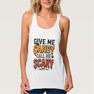 Halloween Godis Ge Mig Godis Ringa Mig Skräck_1 Linne Med Racerback