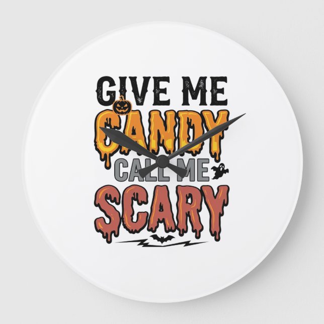 Halloween Godis Ge Mig Godis Ringa Mig Skräck_1 Stor Klocka (Framsida)