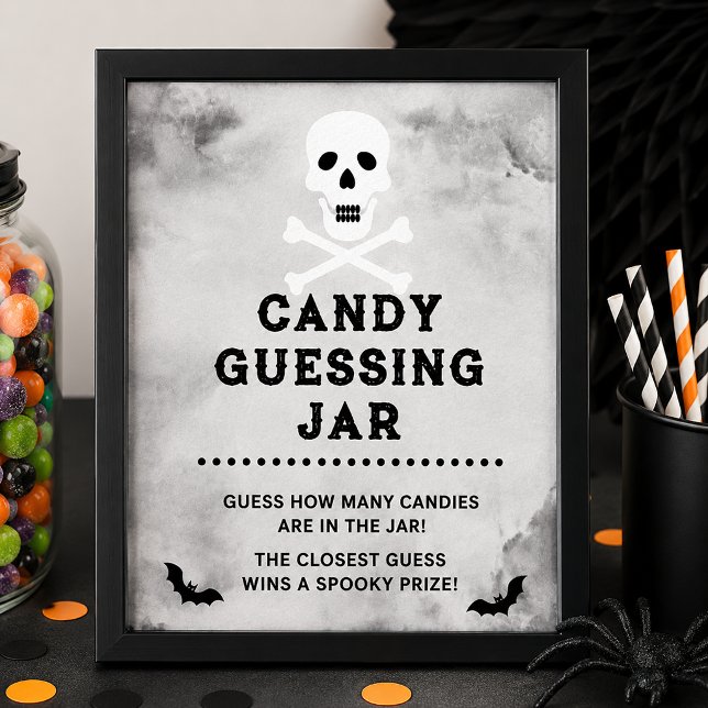 Halloween Godis Gissningslek Affisch Skylt (Guessing Game Sign)