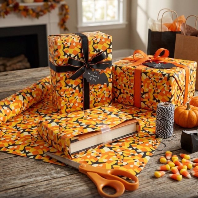 Halloween Godis Majs Sömlöst Mönster Presentpapper (Skapare uppladdad)