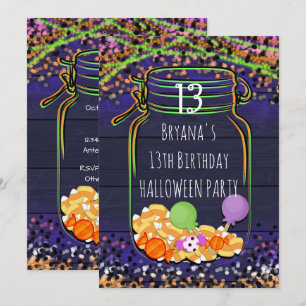 Halloween-godis Mason-burk festinbjudningar Inbjudningar