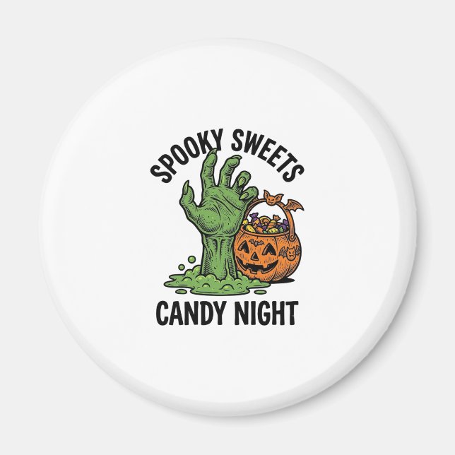 Halloween Godis Monster Vintage Skräcklig Behandli Magnet (Framsidan)
