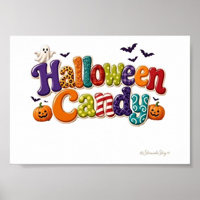 Halloween Godis Mönstrade Bubbelbokstäver Poster (Framsidan)