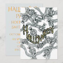 Halloween-godis och banderoller Partyinbjudan