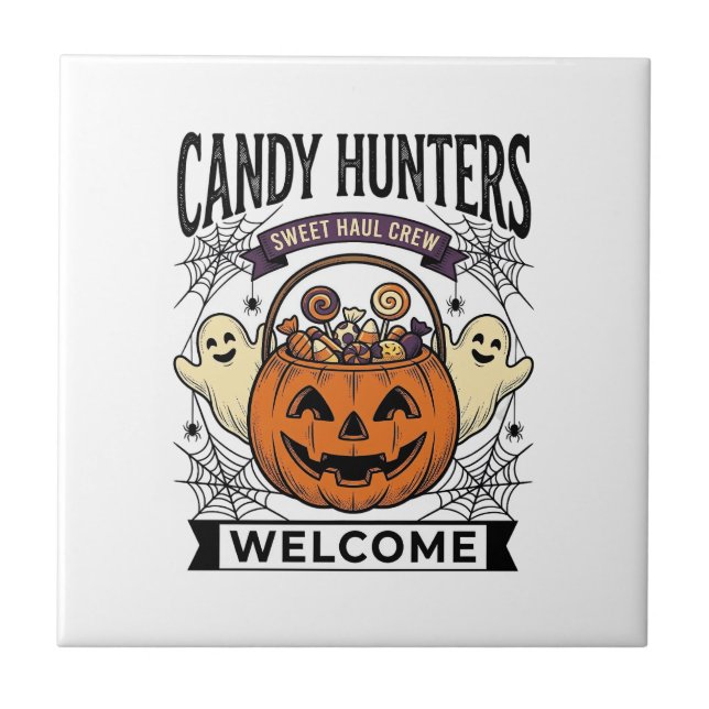 Halloween Godis Samlare Vintage Gravyr Pumpa Kakelplatta (Framsidan)